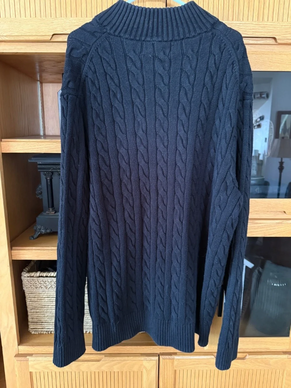 Men 3XLT Polo Ralph Lauren Black Cable Knit Sweater